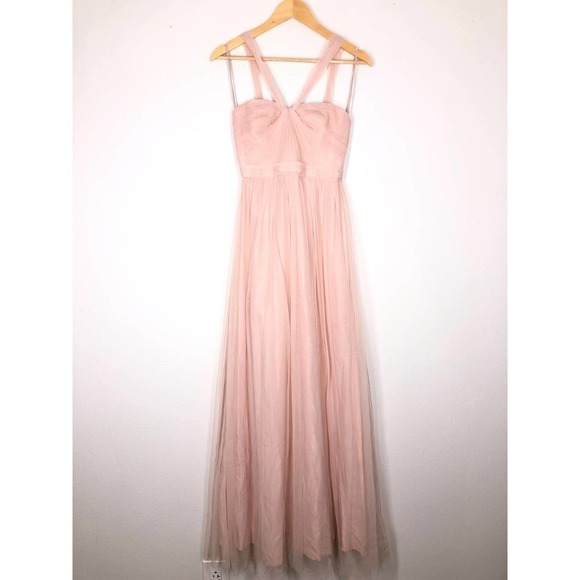 Amsale Aisha Gown Blush Halter Neckline Chiffon US 0 - Picture 5 of 12